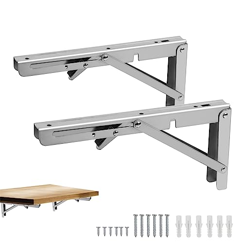 Professionelle Klappkonsole Schwerlast 250mm, 2 Stück Klappkonsole Wand, Tisch Klappregalhalterungen für schwere Lastenund Regale, Klapptisch Wandmontage, Platzsparende, Tragkraft: 50kg von SDLDEER