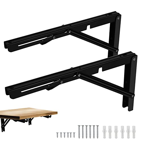 Professionelle Klappkonsole Schwerlast 350mm, 2 Stück Klappkonsole Wand, Tisch Klappregalhalterungen für schwere Lastenund Regale, Klapptisch Wandmontage, Platzsparende, Tragkraft: 50kg von SDLDEER