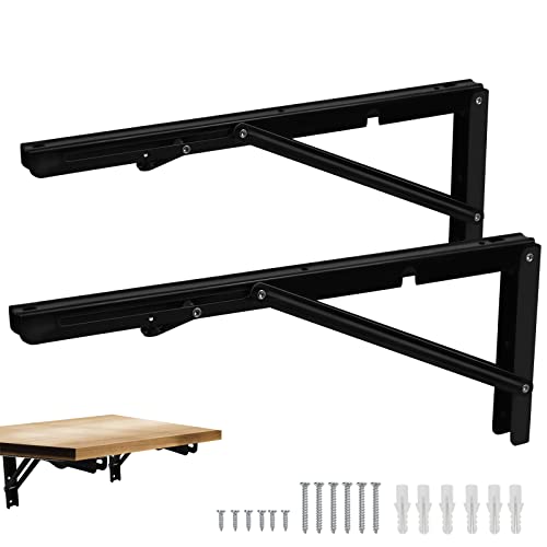 Professionelle Klappkonsole Schwerlast 400mm, 2 Stück Klappkonsole Wand, Tisch Klappregalhalterungen für schwere Lastenund Regale, Klapptisch Wandmontage, Platzsparende, Tragkraft: 50kg von SDLDEER