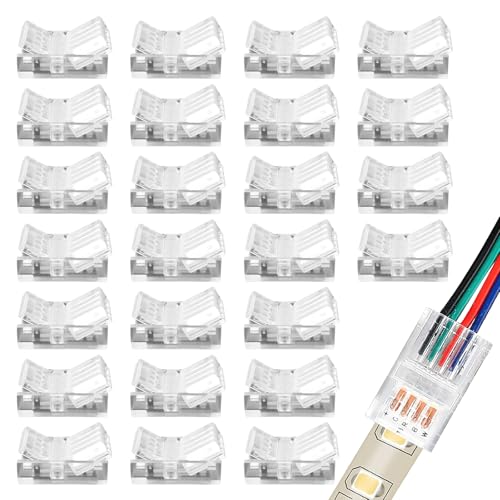 SDLDEER 25 Stück LED Strip Verbinder 4 polig 10mm, LED lötfrei Streifenverbinder, 4Pin Verbindungskabel Verbinder für Schnellen Anschluss von LED Streifen, Drahtstecker für Innenbeleuchtung SDLDEER 25 Stück LED Strip Verbinder 4 polig 10mm, LED lötfrei Streifenverbinder, 4Pin Verbindungskabel Verbinder für Schnellen Anschluss von LED Streifen, Drahtstecker für Innenbeleuchtung von SDLDEER