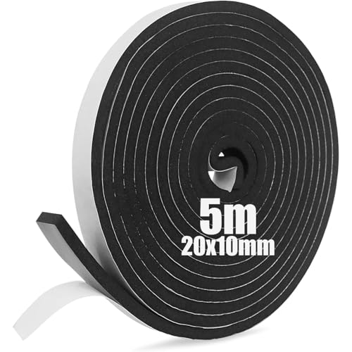 SDLDEER Moosgummi Selbstklebend Dichtungsband Selbstklebend Schaumstoff Klebeband für Fenster Türdichtungen Siegel Anti-Kollision Schalldämmung (20mm(B) x10mm(D) x5m(L)) von SDLDEER