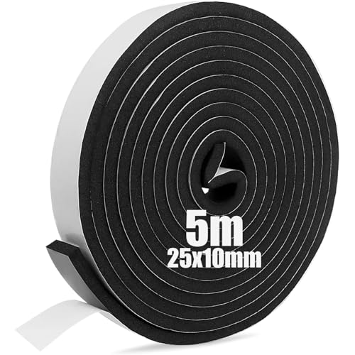 SDLDEER Moosgummi Selbstklebend Dichtungsband Selbstklebend Schaumstoff Klebeband für Fenster Türdichtungen Siegel Anti-Kollision Schalldämmung (25mm(B) x10mm(D) x5m(L)) von SDLDEER