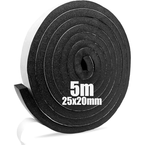 SDLDEER Moosgummi Selbstklebend Dichtungsband Selbstklebend Schaumstoff Klebeband für Fenster Türdichtungen Siegel Anti-Kollision Schalldämmung (25mm(B) x20mm(D) x5m(L)) von SDLDEER