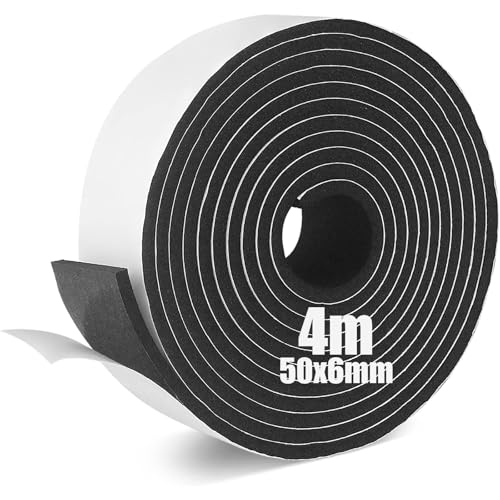 SDLDEER Moosgummi Selbstklebend Dichtungsband Selbstklebend Schaumstoff Klebeband für Fenster Türdichtungen Siegel Anti-Kollision Schalldämmung (50mm(B) x6mm(D) x4m(L)) von SDLDEER