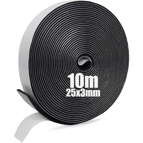 SDLDEER Moosgummi Selbstklebend Dichtungsband Selbstklebend Schaumstoff Klebeband für Fenster Türdichtungen Siegel Anti-Kollision Schalldämmung (25mm(B) x3mm(D) x10m(L)) von SDLDEER