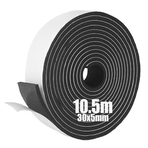 SDLDEER Moosgummi Selbstklebend Dichtungsband Selbstklebend Schaumstoff Klebeband für Fenster Türdichtungen Siegel Anti-Kollision Schalldämmung (30mm(B) x5mm(D) x10.5m(L)) von SDLDEER