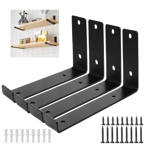 SDLDEER Regalhalterung Regalwinkel 30cm, 4 Stück Schwimmende Regalhalterung Schwarz, L-Form 90 Grad Schwerlastwinkel Industrielle Regal Wandhalterung Wandregal Halterung SDLDEER Regalhalterung Regalwinkel 30cm, 4 Stück Schwimmende Regalhalterung Schwarz, L-Form 90 Grad Schwerlastwinkel Industrielle Regal Wandhalterung Wandregal Halterung von SDLDEER
