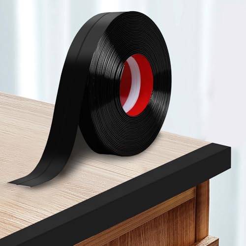 SDLDEER Weichsockelleiste Selbstklebend 4cmx4m Kantenschutz Selbstklebend Leisten, Flexible PVC Weichsockelleiste für Türen, Fenster, Wände, Küche, Fliesen (Schwarz) von SDLDEER
