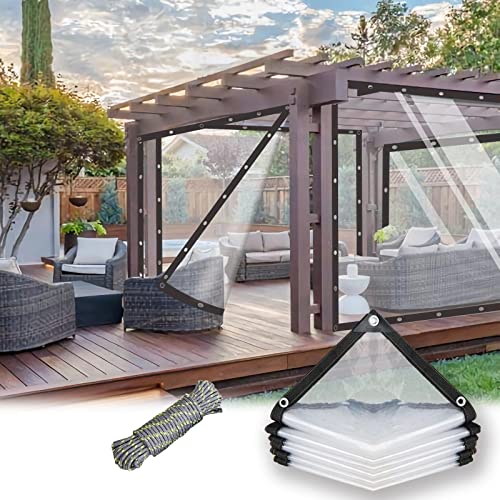 SDLLG Plane transparent Trennvorhänge mit ösen wasserdichte 3x3m Abdeckplane aus PE 0,12mm Klar Regenschutzplane Windschutz Gewächshaus für Pavillons/ Pergola/ Balkone/ Gärten/ Garage/ Vorbau von SDLLG