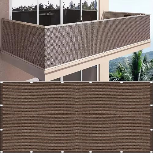 SDLLG Sichtschutznetz Zaunblende Sonnenschutznetz mit ösen HDPE 0,8m * 1,5m,180g/㎡ Balkonabdeckung Wetterfest Schattiernetz Garten Zaun Windschutz für Garten Balkon Sportplatz(Braun) von SDLLG
