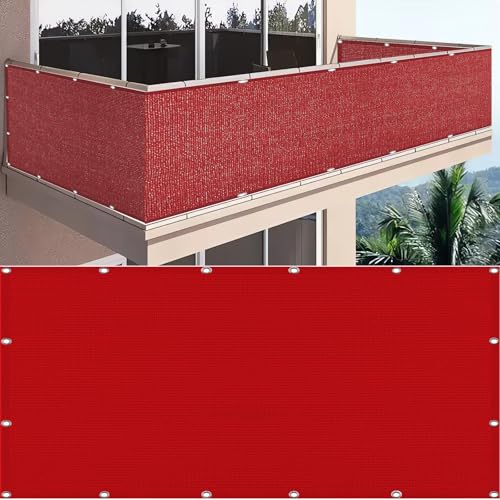SDLLG Sichtschutznetz Zaunblende Sonnenschutznetz mit ösen HDPE 1m * 22m,180g/㎡ Balkonabdeckung Wetterfest Schattiernetz Garten Zaun Windschutz für Garten Balkon Sportplatz(Rot) von SDLLG
