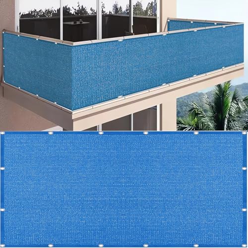 SDLLG Sichtschutznetz Zaunblende Sonnenschutznetz mit ösen HDPE 4m * 21m,180g/㎡ Balkonabdeckung Wetterfest Schattiernetz Garten Zaun Windschutz für Garten Balkon Sportplatz(Blau) von SDLLG