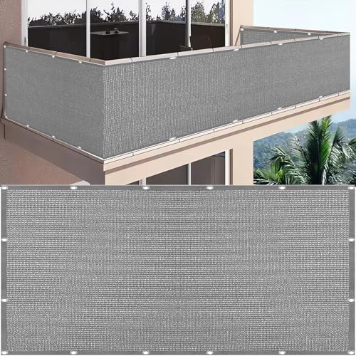 SDLLG Sichtschutznetz Zaunblende Sonnenschutznetz mit ösen HDPE 6m * 27m,180g/㎡ Balkonabdeckung Wetterfest Schattiernetz Garten Zaun Windschutz für Garten Balkon Sportplatz(Grau) von SDLLG