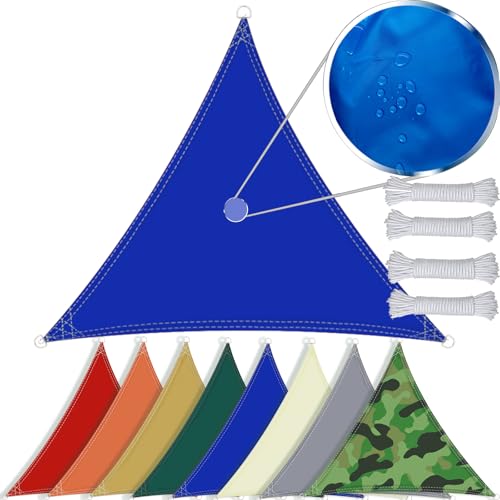 SDLLG Sonnensegel mit D-Ring Dreieck aus Oxford-Stoff 180g/㎡ Wasserdicht Sonnenschutz Wetterschutz Segel Baldachin UV Schutz für Balkon Terrasse Garten-Blau - Anpassbare Größe von SDLLG