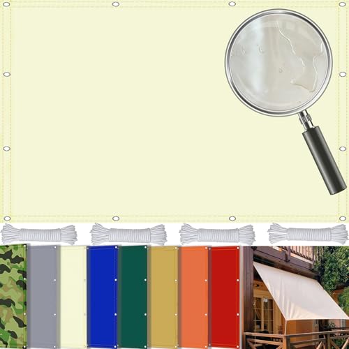 SDLLG Sonnensegel Rechteck aus Oxford-Stoff 180g/㎡ Wasserdicht Sonnenschutz Wetterschutz Segel Baldachin UV Schutz für Balkon Terrasse Garten-beige - Anpassbare Größe von SDLLG