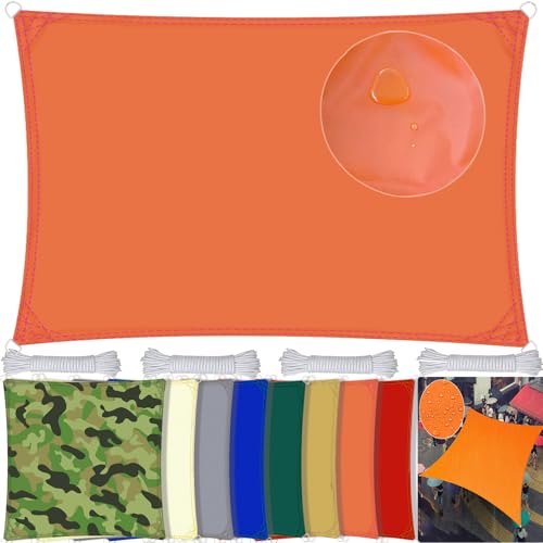 SDLLG Sonnensegel Rechteck aus Oxford-Stoff 180g/㎡ Wasserdicht Sonnenschutz Wetterschutz Segel Baldachin UV Schutz für Balkon Terrasse Garten-orange - Anpassbare Größe von SDLLG