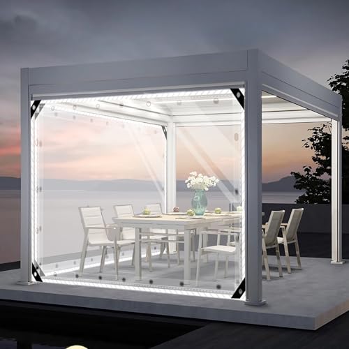 SDLLG Transparente Trennvorhänge mit Ösen, PVC Outdoor Planenvorhänge 0,5mm Klar Seitenplane für Pavillons, Pergola, Balkone, Gärten, Garage, Vorbau 1.5x4m(HxL) von SDLLG