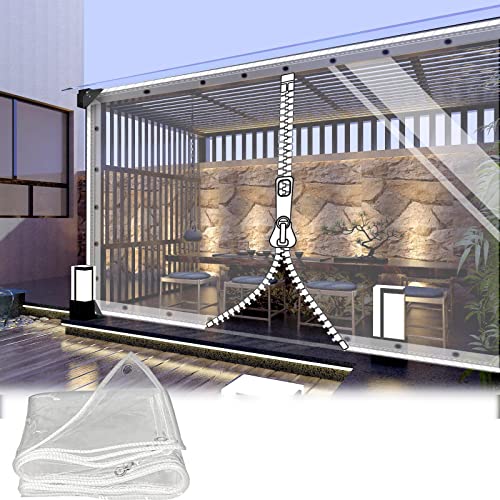 Transparente Plane mit ösen 0.6 * 2.4m Abdeckplane mit Reißverschluss 0.35mm Pflanzenschutz Regen-Vorhänge PVC Glas Klare wasserdichte Tarps Schutzplane Allzweckplane als Türvorhang Kunststoffplane von SDLLG