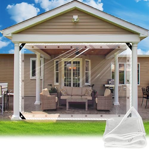 Transparente Plane mit ösen 1.2 * 1.4m Abdeckplane 0.35mm Pflanzenschutz Regen-Vorhänge PVC Glas Klare wasserdichte Tarps Schutzplane Allzweckplane als Türvorhang Kunststoffplane von SDLLG