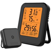 Digitales Thermometer Hygrometer Sdlogal Innen- und Außenthermometer Hygrometer, mit drahtlosem Außensensor, LCD-Hintergrundbeleuchtung ℃/℉, für von SDLOGAL