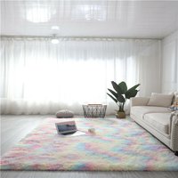 Sdlogal - Soft Area Rug Schlafzimmer Shaggy Teppich Zottige Teppiche Flauschige Bunte Batik Teppiche Carpet Neu Hellgrau 160 x230 cm - Rainbow Dégradé von SDLOGAL