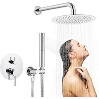 Sdlogal - Unterputz Duschsäule Duschsysteme mit 10 Zoll Rundkopf, Handbrause, Duschmischer für Badezimmer, Messinggehäuse - Silber von SDLOGAL
