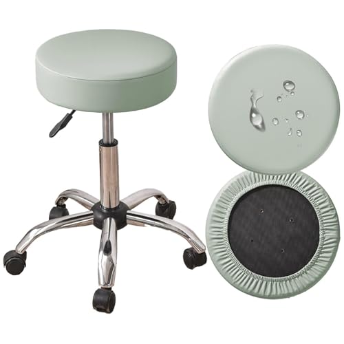 2/4/6 Stück Hockerbezug Rund wasserdichte 30/35cm PU Leder Barhocker Abdeckungen Für Barhocker Stuhlhussen Sitzkissen Bürostuhl Hocker Bezug Für Esszimmerstühle Runder Hocker(Grau Grün,2er Set) von SDNAM