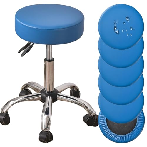 2/4/6 Stück Hockerbezug Rund wasserdichte 30/35cm PU Leder Barhocker Abdeckungen Für Barhocker Stuhlhussen Sitzkissen Bürostuhl Hocker Bezug Für Esszimmerstühle Runder Hocker(Navy Blau,6er Set) von SDNAM