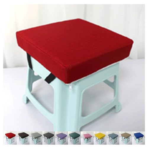 Barhocker Kissen, Anti-Rutsch Atmungsaktiv Kleinen Stuhl Sitzpolster, Dickes 5/8 cm Stuhl-Sitzkissen Hocker Sitzkissen Sitzmatte für Zuhause, Schule, Stuhl, Hocker(Red,25x25x8cm) von SDNAM