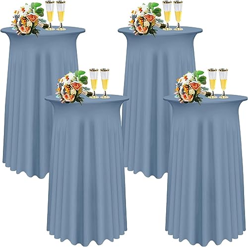 Cocktail Tischdecke Spandex Packungen Schwarz Cocktail Spandex Stretch Tischdecke Mit Rock80×110cm Runde Verbessertes Modell Cocktailtischrock Tailliertes High Top Stehtisch Husse Für Party Hochzeit ( von SDNAM