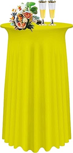 Cocktail Tischdecke Spandex Packungen Schwarz Cocktail Spandex Stretch Tischdecke Mit Rock80×110cm Runde Verbessertes Modell Cocktailtischrock Tailliertes High Top Stehtisch Husse Für Party Hochzeit ( von SDNAM