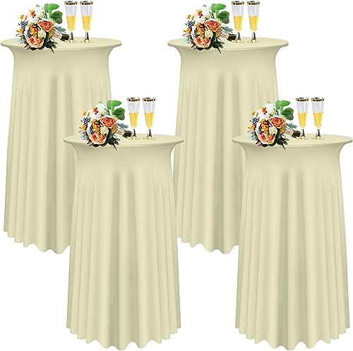 Cocktail Tischdecke Spandex Packungen Schwarz Cocktail Spandex Stretch Tischdecke Mit Rock80×110cm Runde Verbessertes Modell Cocktailtischrock Tailliertes High Top Stehtisch Husse Für Party Hochzeit ( von SDNAM