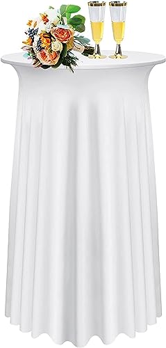 Cocktail Tischdecke Spandex Packungen Schwarz Cocktail Spandex Stretch Tischdecke Mit Rock80×110cm Runde Verbessertes Modell Cocktailtischrock Tailliertes High Top Stehtisch Husse Für Party Hochzeit ( von SDNAM