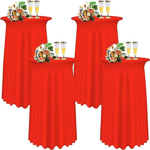 Cocktail Tischdecke Spandex Packungen Schwarz Cocktail Spandex Stretch Tischdecke Mit Rock80×110cm Runde Verbessertes Modell Cocktailtischrock Tailliertes High Top Stehtisch Husse Für Party Hochzeit ( von SDNAM