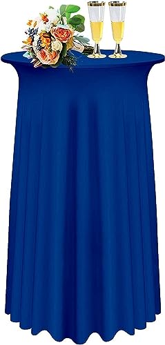 Cocktail Tischdecke Spandex Packungen Schwarz Cocktail Spandex Stretch Tischdecke Mit Rock80×110cm Runde Verbessertes Modell Cocktailtischrock Tailliertes High Top Stehtisch Husse Für Party Hochzeit ( von SDNAM