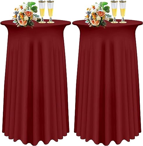 Cocktail Tischdecke Spandex Packungen Schwarz Cocktail Spandex Stretch Tischdecke Mit Rock80×110cm Runde Verbessertes Modell Cocktailtischrock Tailliertes High Top Stehtisch Husse Für Party Hochzeit ( von SDNAM