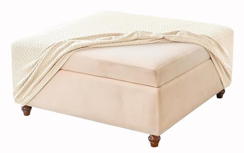 Ottomane Schonbezug Hockerbezug, Jacquard Dicker Hocker Hussen für Fußhocker Rechteckig, Stretch Bezug Ottomane Abdeckung Überzug Hocker Protector Hockerabdeckung (Color : #10, Size : 60x60 cm) von SDNAM