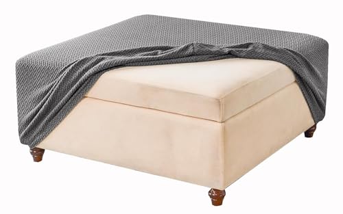 Ottomane Schonbezug Hockerbezug, Jacquard Dicker Hocker Hussen für Fußhocker Rechteckig, Stretch Bezug Ottomane Abdeckung Überzug Hocker Protector Hockerabdeckung (Color : #6, Size : 100x100 cm) von SDNAM