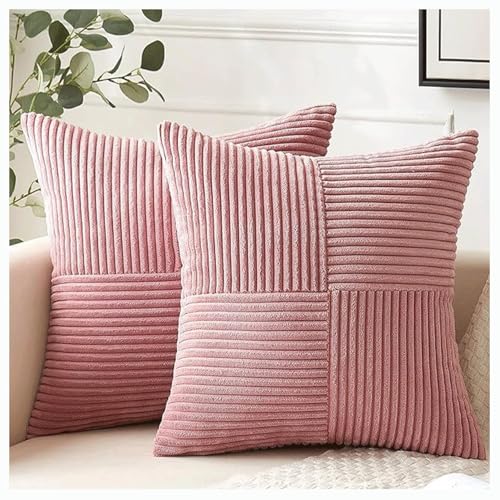 SDNAM 2er Set Kordsamt Kissenbezug Patchwork Kissenhülle Weich Dekokissen Modern Unsichtbarer Reißverschluss Sofakissen Zierkissen für Sofa Wohnzimmer Schlafzimmer(#13,2pcS 50x50cm(19.7x19.7in)) von SDNAM