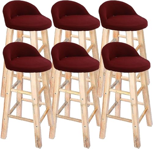 SDNAM Barhocker Stuhlhussen Bezüge Drehstuhl Barstuhl 4/2/1er Set, Barhocker Bezug Stretch mit Rückenlehne Fußstütze Waschbarer Barhocker Abdeckung für Bürostühle Küchenstühle(H12,6PCS) von SDNAM