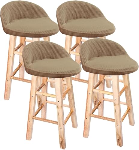 Barhocker Stuhlhussen Bezüge Drehstuhl Barstuhl 4/2/1er Set, Barhocker Bezug Stretch mit Rückenlehne Fußstütze Waschbarer Barhocker Abdeckung für Bürostühle Küchenstühle(H6,4PCS) von SDNAM