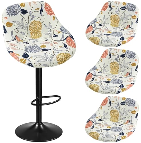 SDNAM Barhocker Stuhlhussen Bezüge mit lehne 4/2/1er Set, Barhocker Bezug Stretch mit lehne Universal Hussen für Barhocker, Waschbarer Barhocker Abdeckung für Bürostühle Küchenstühle(H1,4PCS) von SDNAM