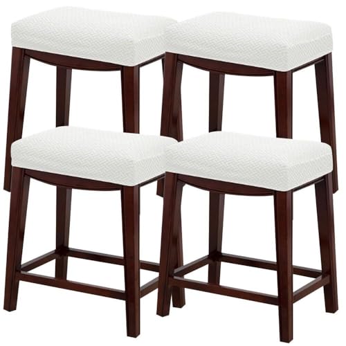 SDNAM Bezug Fußhocker Rechteckig Hockerbezug Ottomane Barhocker Bezüge Rechteckige 2/4/6 Set, Stretch Waschbar Schminktisch Hocker Bezüge Abdeckung Hockerabdeckung(White,Set of 4) von SDNAM