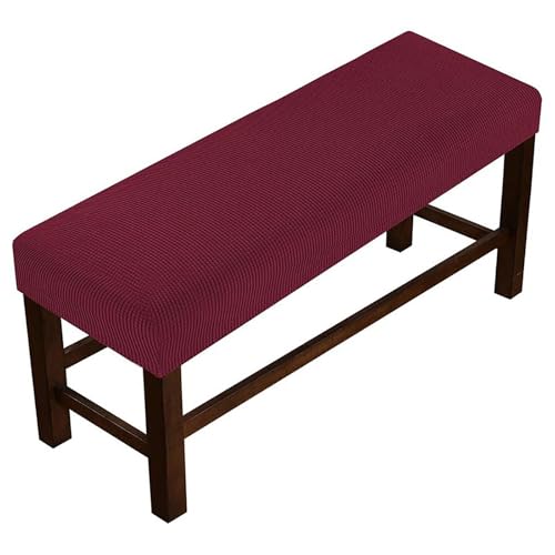 SDNAM Bezug für Sitzbank Stretch Bezug für Esszimmerbank Holzbank Schonbezug Bezug Für Fußhocker Bank Sitzbank Hocker Husse Flurbank Stuhlhusse Sofabank Bezüge(Weinrot,160-180CM) von SDNAM