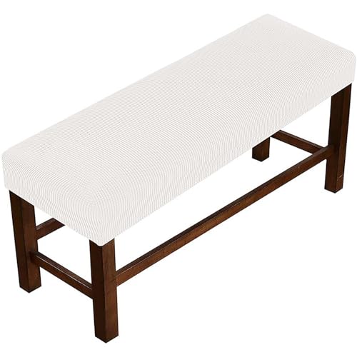 SDNAM Bezug für Sitzbank Stretch Bezug für Esszimmerbank Holzbank Schonbezug Bezug Für Fußhocker Bank Sitzbank Hocker Husse Flurbank Stuhlhusse Sofabank Bezüge(Weiß,140-160CM) von SDNAM