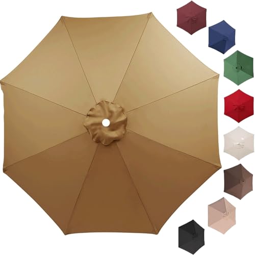 SDNAM Sonnenschirm Ersatz Baldachin Terrassenschirm Ersatzdach Abdeckung für 2m/2.3m/2.7m/3m 6/8 Rippen, Ersatzschirm Ersatztuch Regenschirm Ersatz Stoff (Q2, 270cm/6ft) von SDNAM