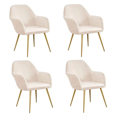 Stuhlhussen Mit Armlehne 2er/4er Set Samt Stuhlbezug Stretch Büro Computer Stuhlhusse Sitzflache Drehstuhl,Beige Abnehmbare Waschbar, Für Haushalt & Wohnen, Esszimmer,Hotel (Color : G, Size : 4pcs) von SDNAM