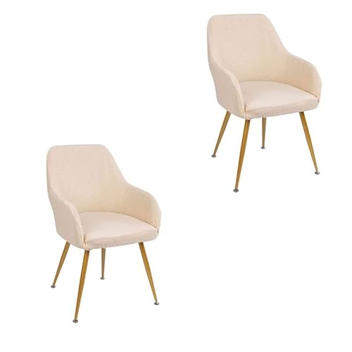 Stuhlhussen Mit Armlehne 2er/4er Set Samt Stuhlbezug Stretch Büro Computer Stuhlhusse Sitzflache Drehstuhl,Beige Abnehmbare Waschbar, Für Haushalt & Wohnen, Esszimmer,Hotel (Color : P, Size : 2pcs) von SDNAM