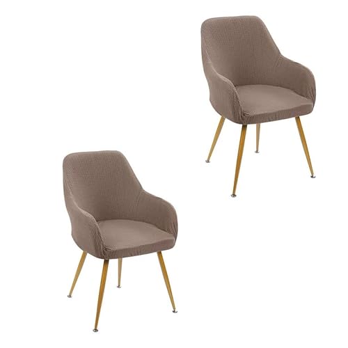 Stuhlhussen Mit Armlehne 2er/4er Set Samt Stuhlbezug Stretch Büro Computer Stuhlhusse Sitzflache Drehstuhl,Beige Abnehmbare Waschbar, Für Haushalt & Wohnen, Esszimmer,Hotel (Color : R, Size : 2pcs) von SDNAM