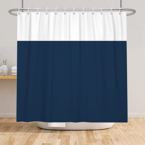 SDOTPMT 105x160cm Braun Weiß Zweifarbig Duschvorhang Minimalistisch Thema Stoff Polyester Badvorhang Klassisch Traditionell Einfarbig Dusche Vorhang für Badezimmer mit Haken von SDOTPMT